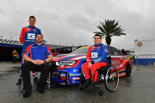 Michael and teammates with the #54 car at Daytona, 2020
