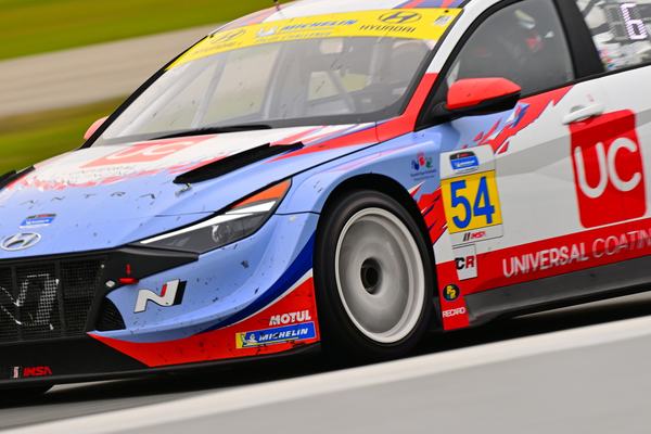 Close-up of the #54 Universal Coating Hyundai Elantra N TCR, 2022